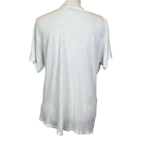 LNA Linen Blend White Slub Tee Gathered Center with Drape Tie Off Center Small - Picture 5 of 10
